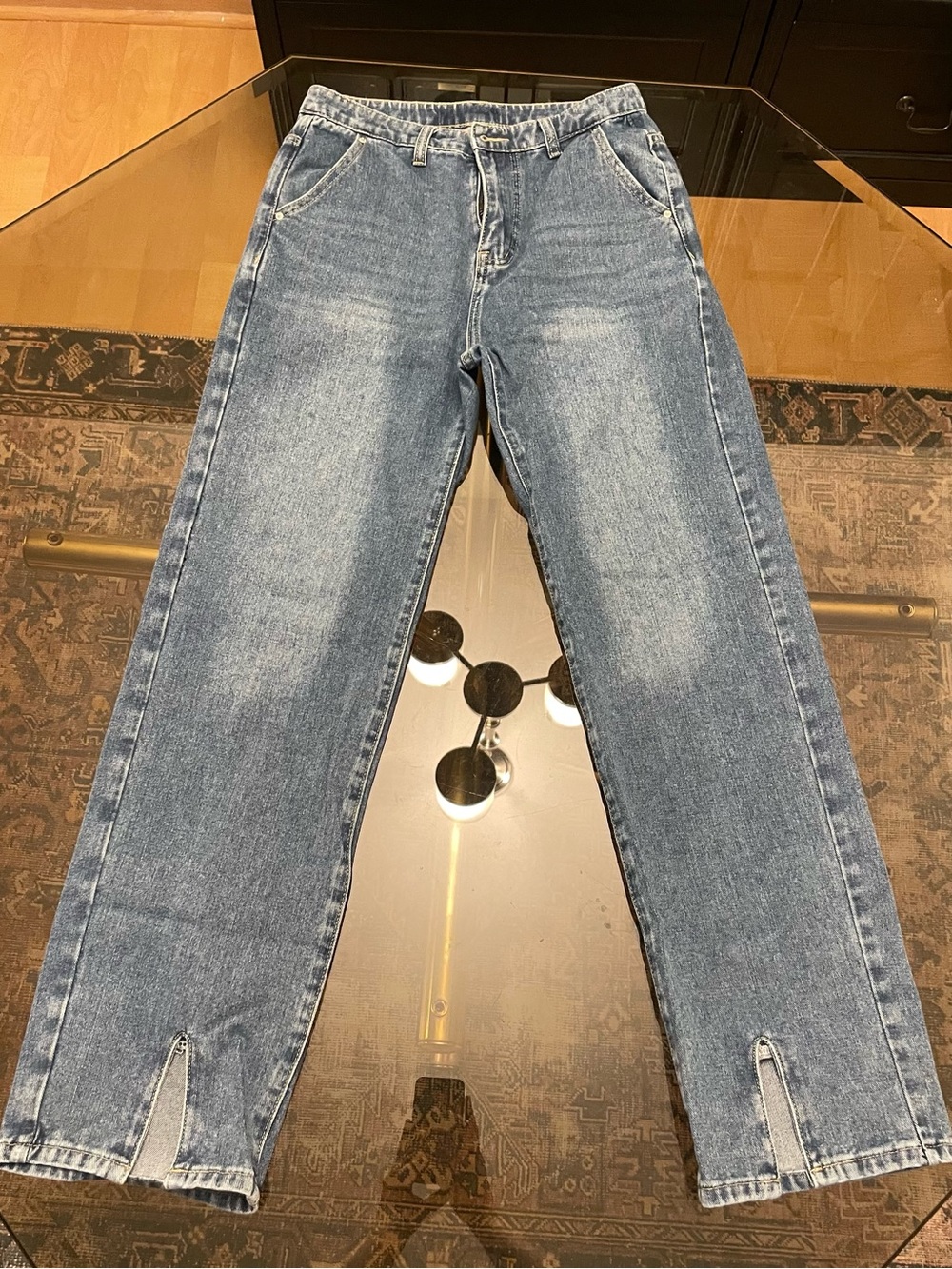 Commense Medium Blue Denim Jeans with Front Split Hem